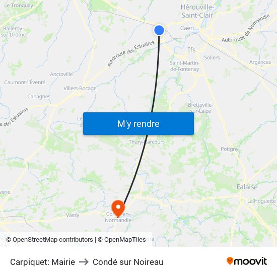 Carpiquet: Mairie to Condé sur Noireau map