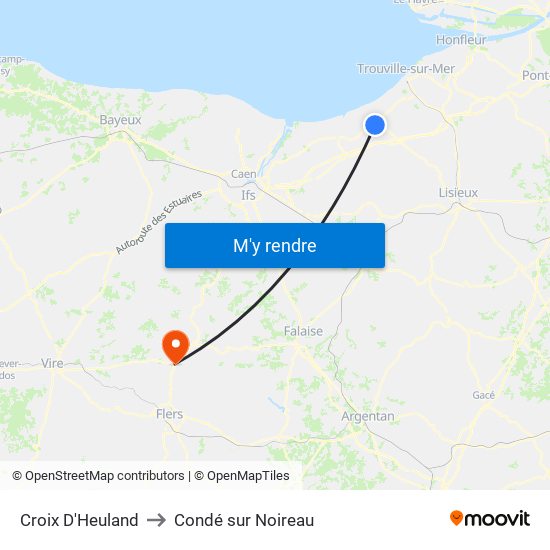 Croix D'Heuland to Condé sur Noireau map