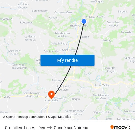 Croisilles: Les Vallées to Condé sur Noireau map