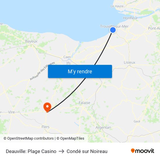 Deauville: Plage Casino to Condé sur Noireau map