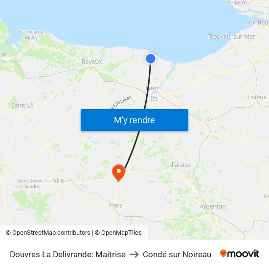 Douvres La Delivrande: Maitrise to Condé sur Noireau map