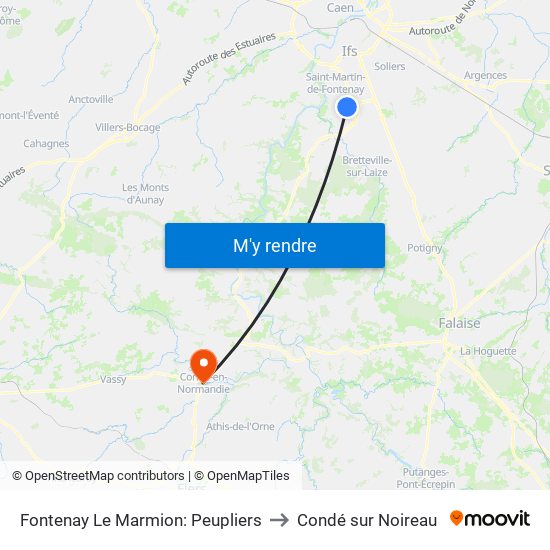 Fontenay Le Marmion: Peupliers to Condé sur Noireau map