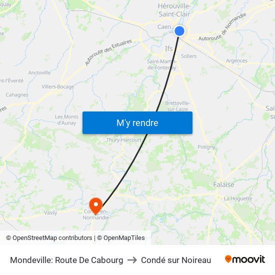 Mondeville: Route De Cabourg to Condé sur Noireau map