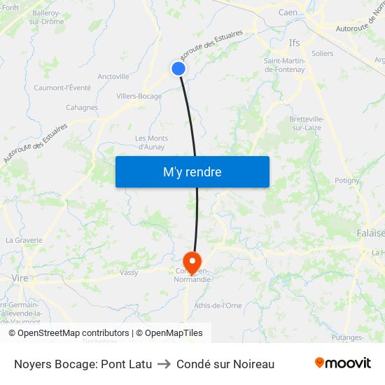 Noyers Bocage: Pont Latu to Condé sur Noireau map