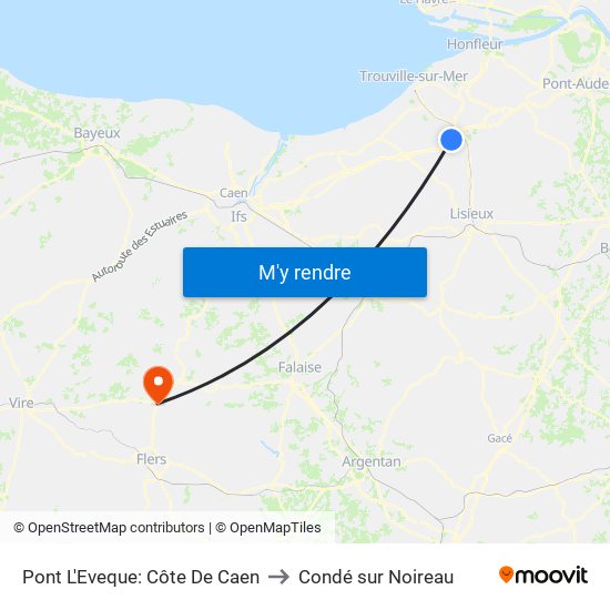 Pont L'Eveque: Côte De Caen to Condé sur Noireau map