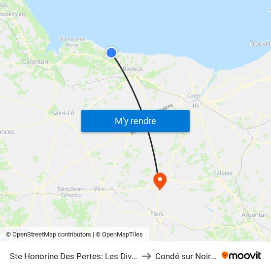 Ste Honorine Des Pertes: Les Divettes to Condé sur Noireau map