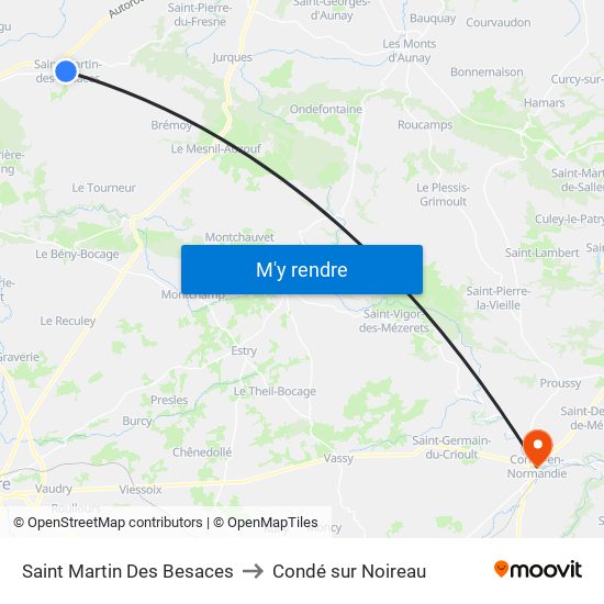 Saint Martin Des Besaces to Condé sur Noireau map