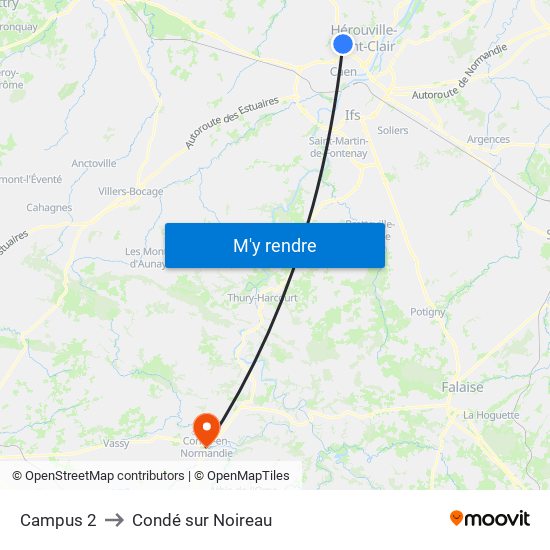 Campus 2 to Condé sur Noireau map