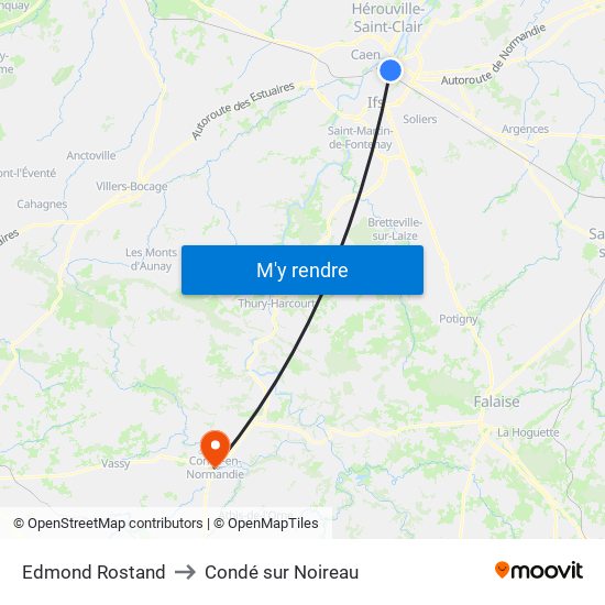 Edmond Rostand to Condé sur Noireau map