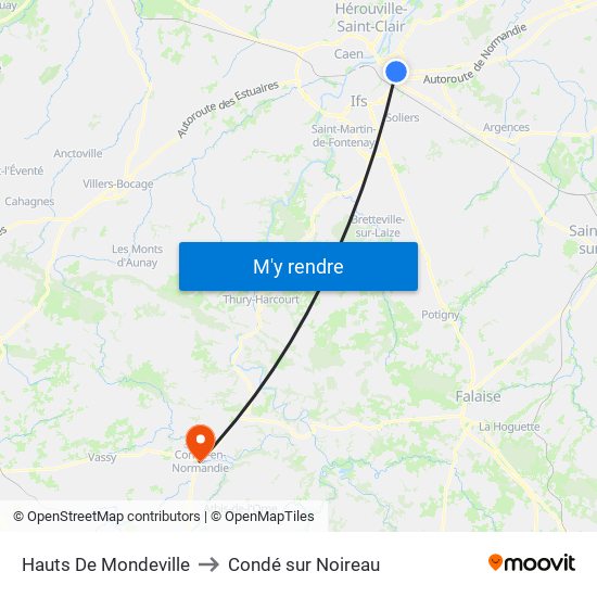 Hauts De Mondeville to Condé sur Noireau map