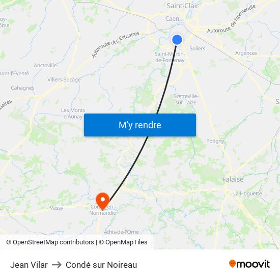 Jean Vilar to Condé sur Noireau map