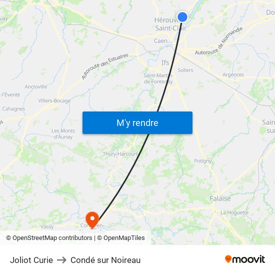 Joliot Curie to Condé sur Noireau map