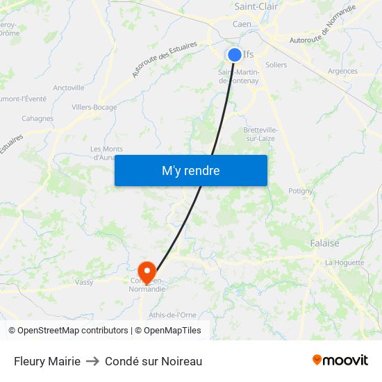 Fleury Mairie to Condé sur Noireau map