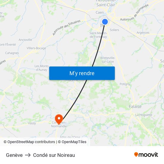 Genève to Condé sur Noireau map