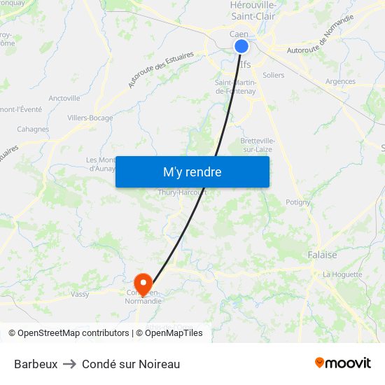 Barbeux to Condé sur Noireau map