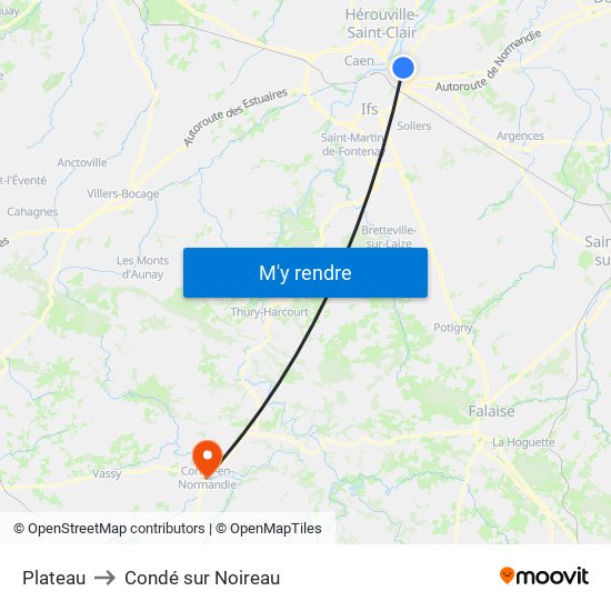 Plateau to Condé sur Noireau map