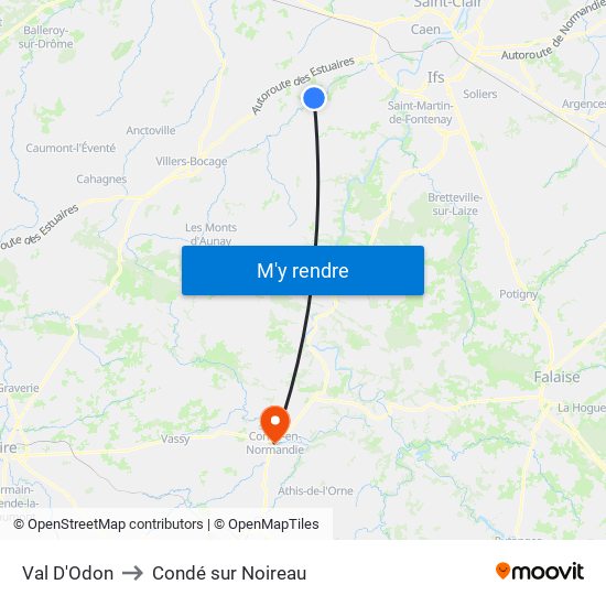 Val D'Odon to Condé sur Noireau map