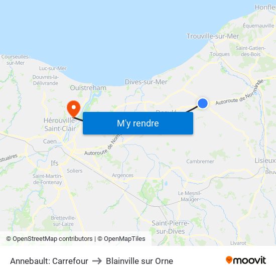 Annebault: Carrefour to Blainville sur Orne map
