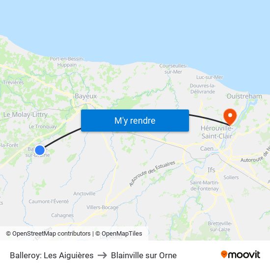 Balleroy: Les Aiguières to Blainville sur Orne map