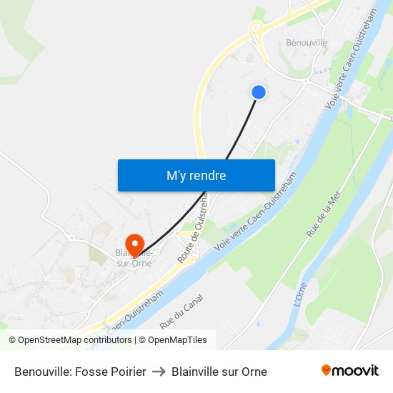 Benouville: Fosse Poirier to Blainville sur Orne map