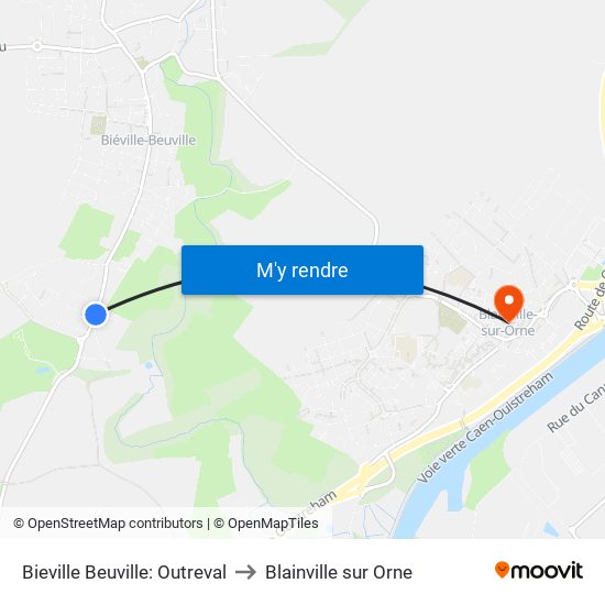 Bieville Beuville: Outreval to Blainville sur Orne map