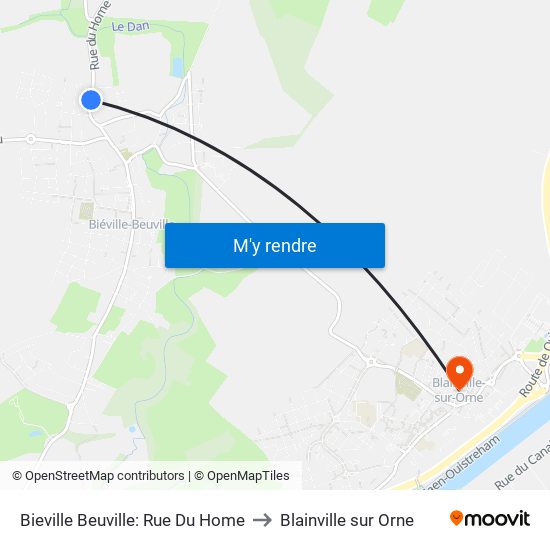 Bieville Beuville: Rue Du Home to Blainville sur Orne map