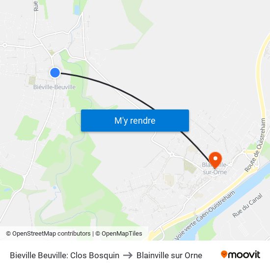 Bieville Beuville: Clos Bosquin to Blainville sur Orne map