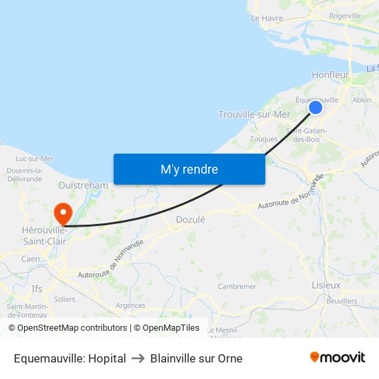 Equemauville: Hopital to Blainville sur Orne map