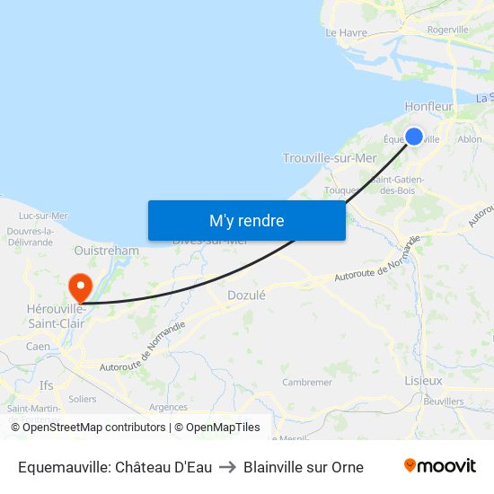 Equemauville: Château D'Eau to Blainville sur Orne map