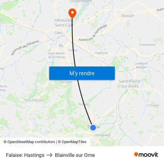 Falaise: Hastings to Blainville sur Orne map