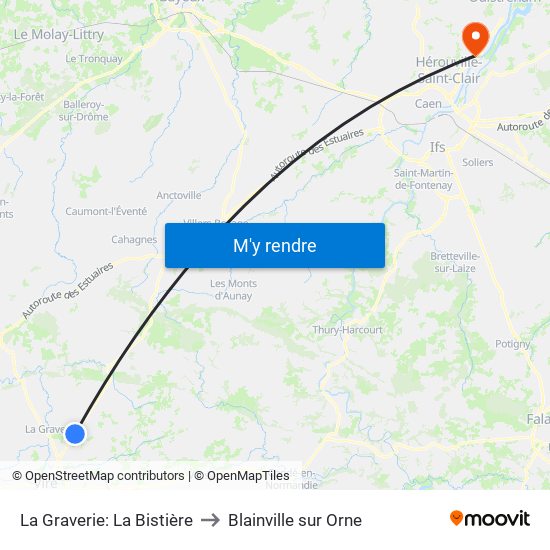 La Graverie: La Bistière to Blainville sur Orne map