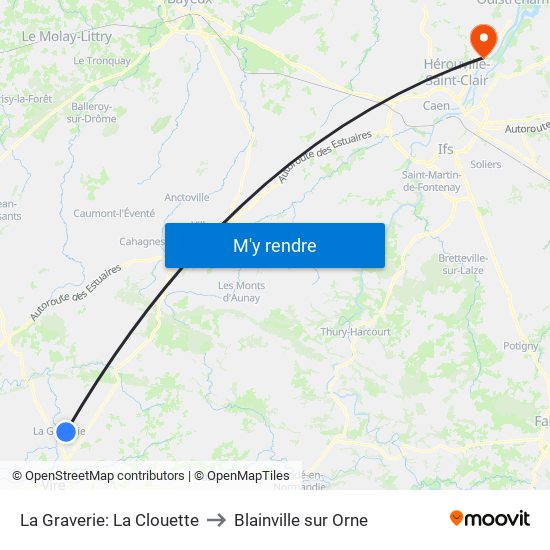La Graverie: La Clouette to Blainville sur Orne map