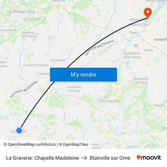 La Graverie: Chapelle Madeleine to Blainville sur Orne map