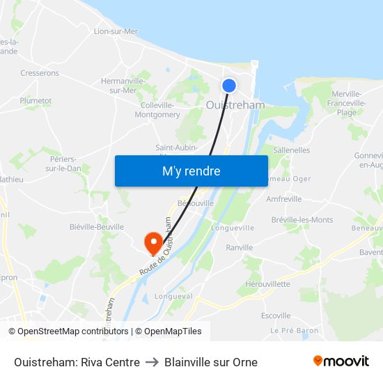 Ouistreham: Riva Centre to Blainville sur Orne map