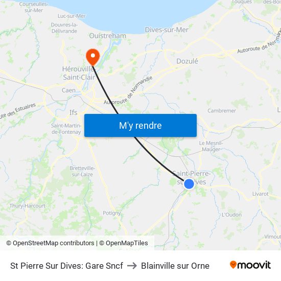 St Pierre Sur Dives: Gare Sncf to Blainville sur Orne map