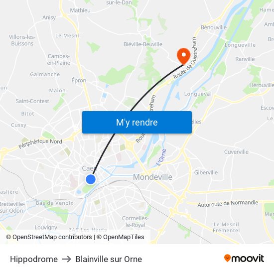 Hippodrome to Blainville sur Orne map