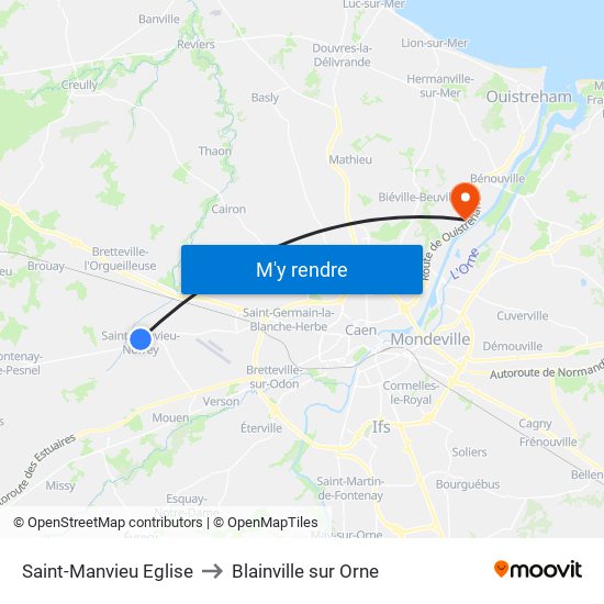 Saint-Manvieu Eglise to Blainville sur Orne map