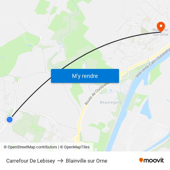 Carrefour De Lebisey to Blainville sur Orne map