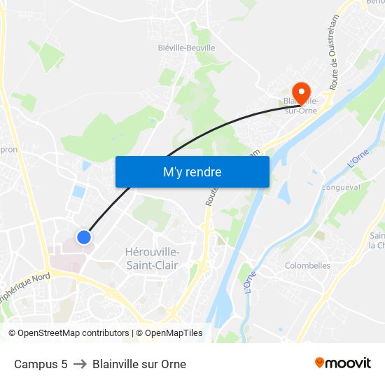 Campus 5 to Blainville sur Orne map