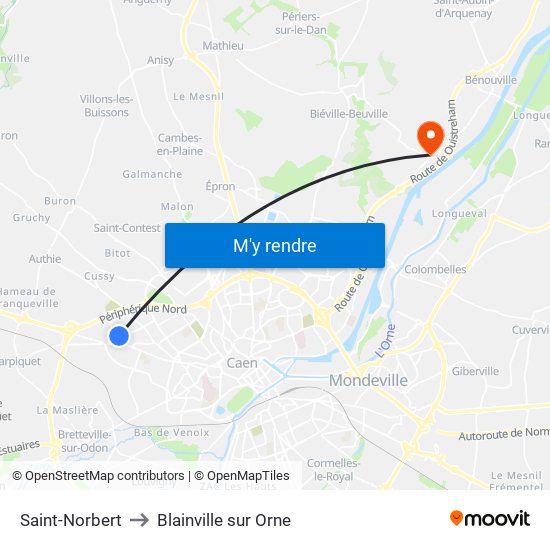 Saint-Norbert to Blainville sur Orne map