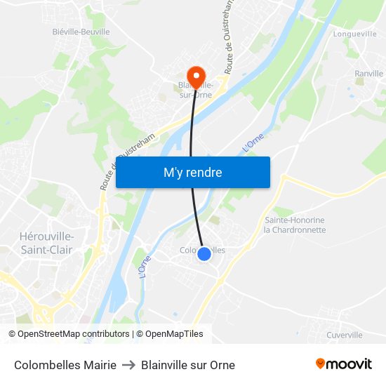 Colombelles Mairie to Blainville sur Orne map