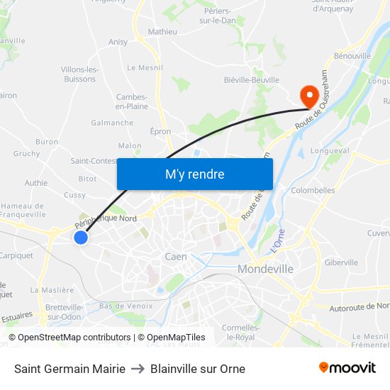 Saint Germain Mairie to Blainville sur Orne map