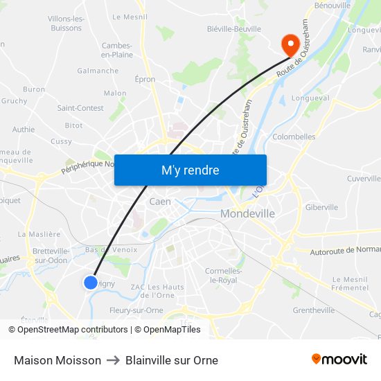 Maison Moisson to Blainville sur Orne map
