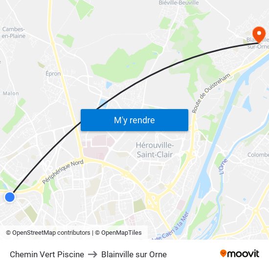Chemin Vert Piscine to Blainville sur Orne map