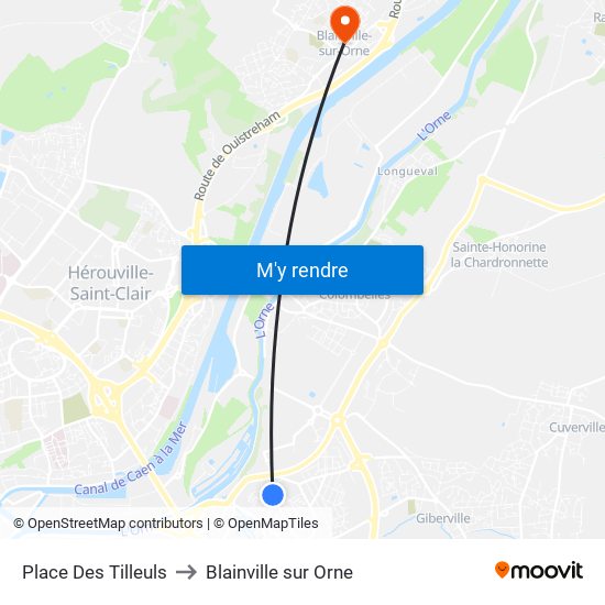 Place Des Tilleuls to Blainville sur Orne map