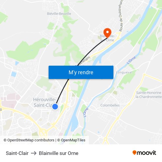 Saint-Clair to Blainville sur Orne map