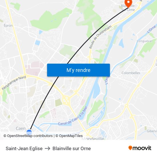 Saint-Jean Eglise to Blainville sur Orne map