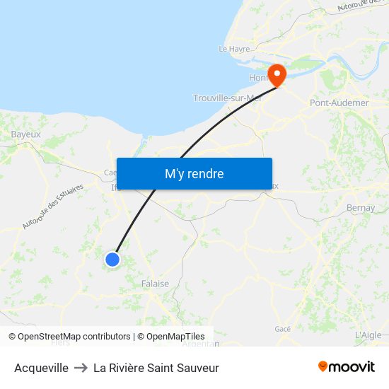 Acqueville to La Rivière Saint Sauveur map