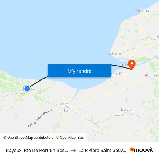 Bayeux: Rte De Port En Bessin to La Rivière Saint Sauveur map