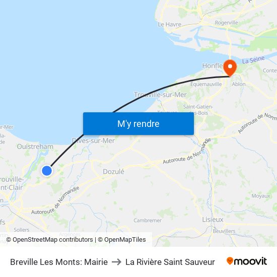 Breville Les Monts: Mairie to La Rivière Saint Sauveur map